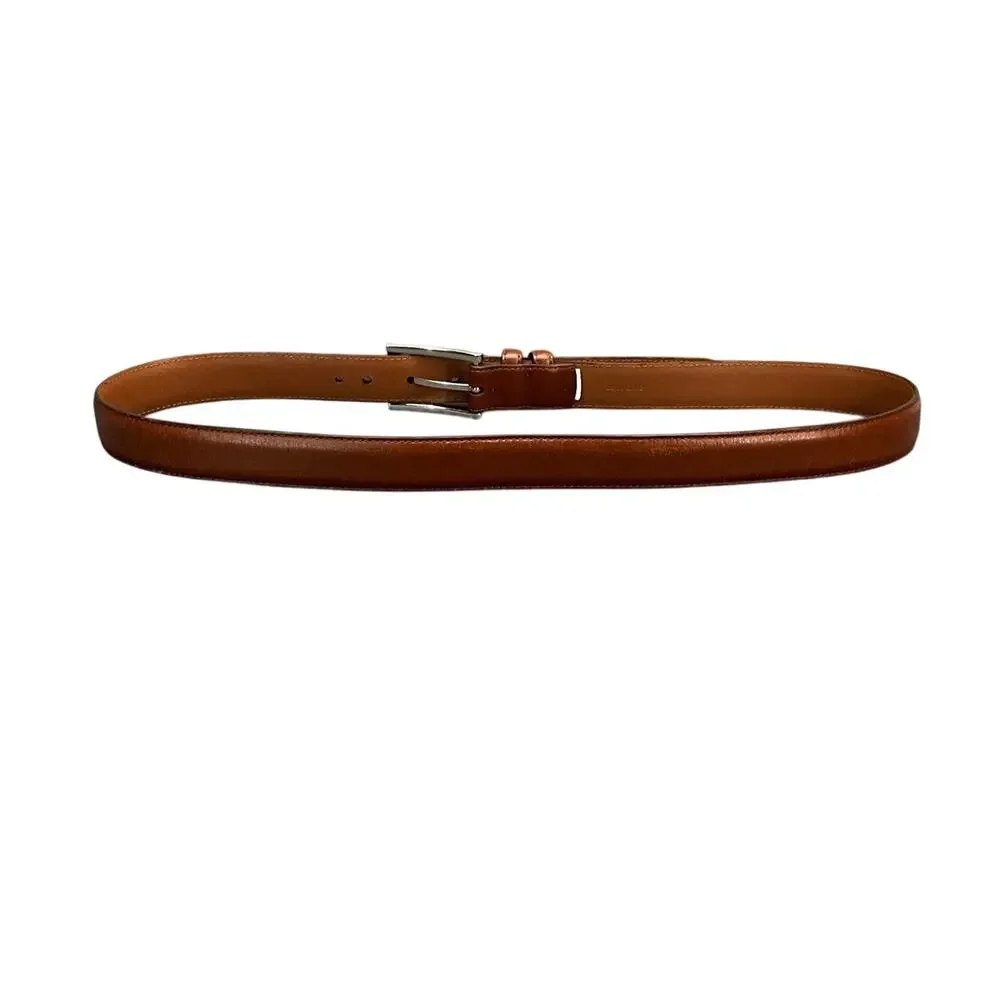 Johnston & Murphy Dress Brown Leather Gold Buckle Belt Men 37